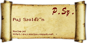Puj Szolón névjegykártya